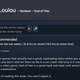 Steam review for God of War on PC reading "it has a good, captivating story."